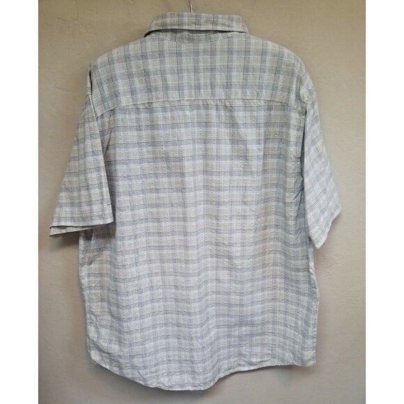 Columbia Titanium Men Plaid Button-Up Short Sleeve Shirt Large Beige Lightweight - Picture 2 of 8